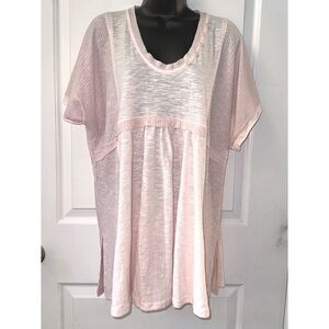 white birch Light Pink Short Sleeve Babydoll Top